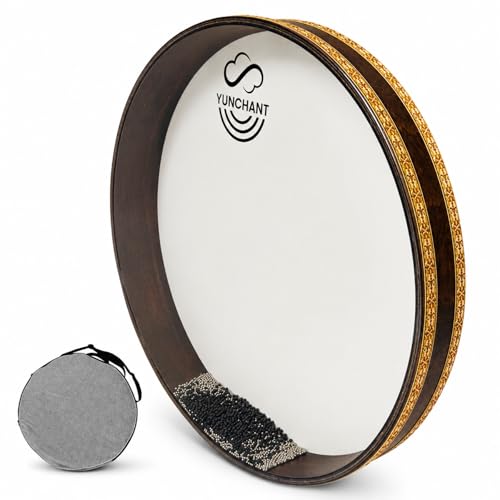 YUNCHANT 18-Inch Ocean Drum for Sound Healing, Wave Drum with Goatskin Head & Steel/Plastic Beads, Sound Bath Instruments for Yoga, Meditation, Relaxation, Includes Carry Bag