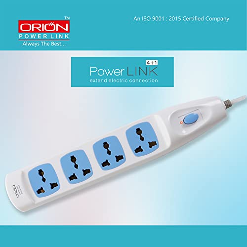 Image of Orion Extension Board 4 Meter | 4+1 Power Link with 4 Universal Sockets | Heavy Duty Extension Cord for Home Appliances | Master Switch & LED Indicator | Copper Wire, Safety Shutter