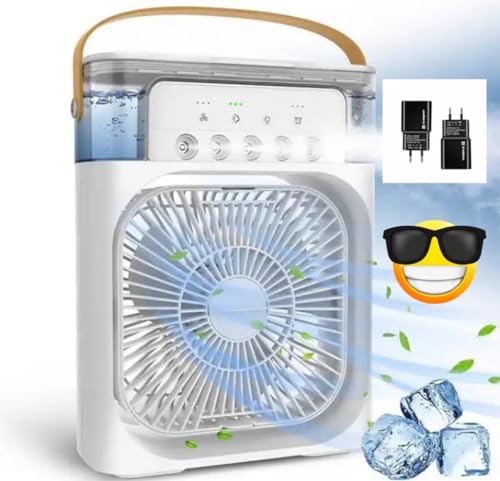 Ventilador Portátil 3 Em 1 Mini Ar Condicionado Umidificador E Climatizador Com LED Tanque De Água D