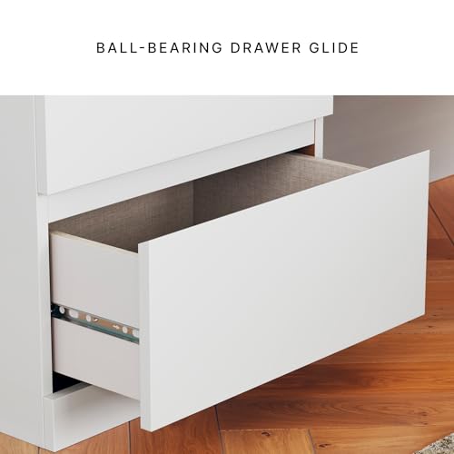 Signature Design by Ashley Onita Modern Nightstand with 2 Smooth-Gliding Drawers, Bedroom Night Stand for Bedside Storage, Hardware-Free, Wood, Solid White Finish by Signature Design by Ashley - Image 4