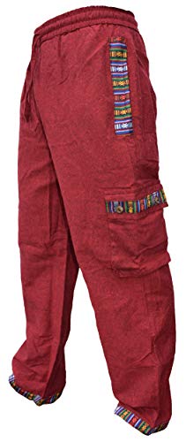 Pantalon cargo en coton bordeaux homme mode décontractée 34-37