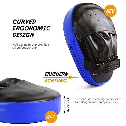 Odoland Handpratzen Set 2 IN 1 mit PU Pratzen Schlagpolster für Boxsack Boxen Kickboxen Boxtraining Kampfsport Pratze Thai Kick Boxen Pratzen Blau