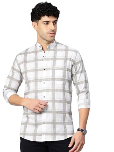 Image of Majestic Man Men's Pure Cotton Mandarin Collar Slim Fit Casual Shirt