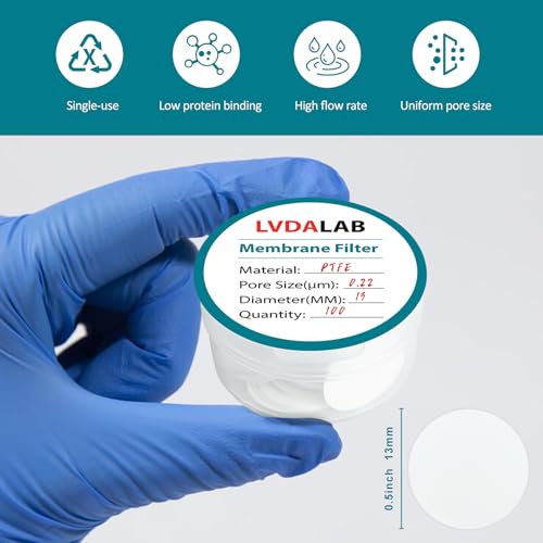 Image of PTFE Membrane Filter, Hydrophobicity Membrane Disc Filters, 13 mm Diameter, 0.22m Pore Size Pack of 100, Non-Sterile
