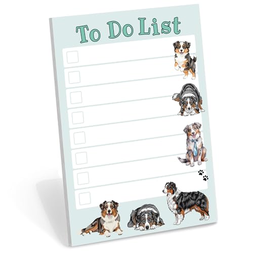 Image of Australian Shepherd Kawaii Sticky Notepad to Do List | Dog Lover Gifts for Women | Office School Supply Sticky Notes 4 inchx6 inch 50 Pages