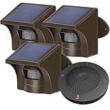 eMACROS Solar Wireless Driveway Alarm — 1/2 Mile Long Range Motion Sensor for Long Driveways, Homes & Large Properties, Outdoor Weatherproof Security Alert System (1 Base Station with 3 Sensors)