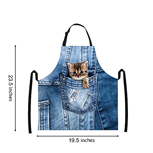 Jbs-No.1 Kids Aprons For Girls Boys, Cute Cats Dogs Children Aprons With Adjustable Neck Strap (Blue-Cat, 6-12Years/Medium) #TOP1
