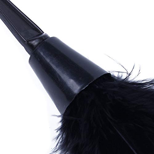 Misaso 1Pc Fashion Turkey Feather Duster With Black Plastic Handle Cleaning Tool(Black)35Cm #TOP7