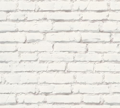 Profhome Steinoptik Tapete 319431-GU Vliestapete weiß grau 0,53 m x 10,05 m / 5,33 m2