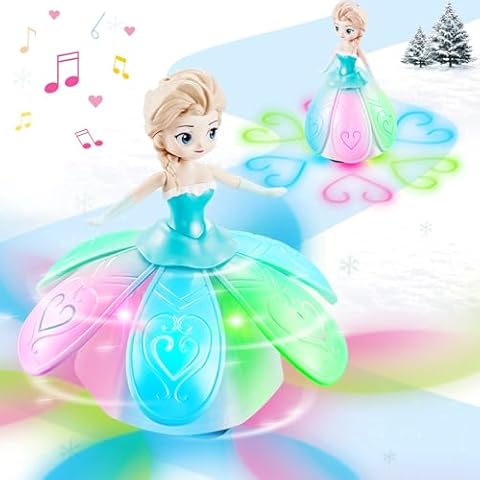 Toys for Girls 4-6,Dancing Princess Interactive Spin Robot Toys for Little Girls age 3-5 with Colorful Flashing Lights & Music,Pretend Christmas Birthday Gift Toys for Kid 1 2 3 4 5 6 Year Olds Cover
