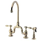 Kingston Brass KS7792TALBS Tudor Bridge Kitchen Faucet, Polished Brass, 13.88 x 7.75 x 16.81