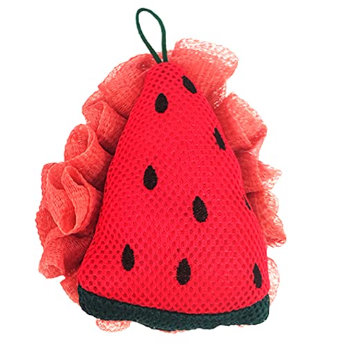 WRITWAA Watermelon Cartoon Shower Loofah Bath Sponge for Adults Soft Body Scrubber with Hanging Lanyard Quick Drying Bathing Experience Fun and Functional Bath Sponge for Women