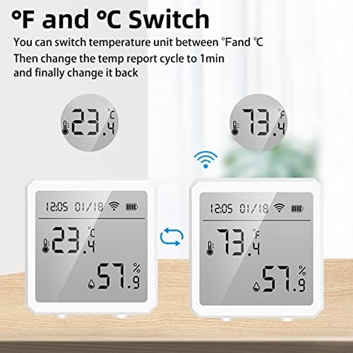 Hands DIY WiFi Hygrometer Thermometer Wireless Temperature Humidity Monitor with App Alerts Indoor Humidity Sensor Compatible with Alexa Google Assistant for Home Greenhouse Cellar(white)