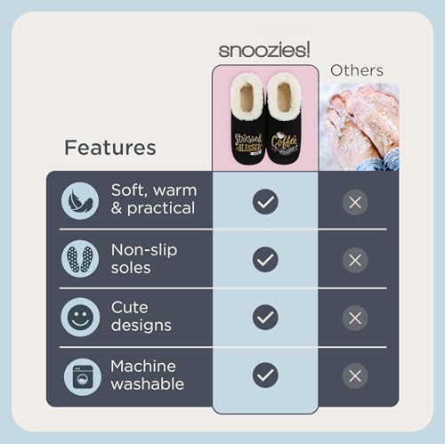 Image of Snoozies Slipper Socks -Funny Quote House Slippers for Women, Non-Slip Fuzzy