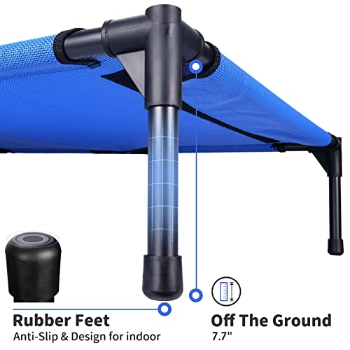 FIOCCO Elevated Dog Bed - Dog Cot with Chew Proof Mesh for Large Dogs, Waterproof Washable Raised Dog Bed, Portable Dog Bed for Outdoor Use, Dog Cots Beds, Blue - Thumbnail 4