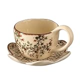 MUZEALIS Tea Cup and Saucer Set, 9 oz Morning Glory Tea Cup Set