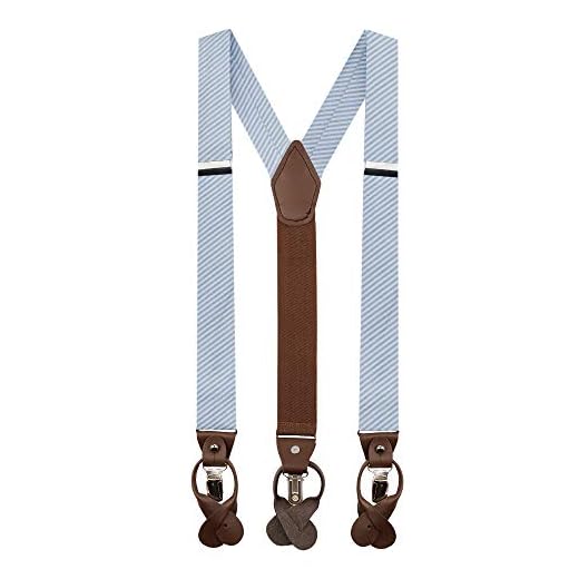 Jacob Alexander Suspensórios masculinos Seersucker com estampa listrada, Azul bebê, Tamanho Único