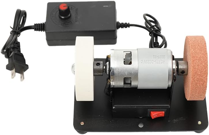 Mini Bench Grinder with 2 Wheels Benchtop Grind Sander, Electric Multi-Purpose Grinding Machine Table Grinding Machine Grinder Tool for Sharpen Metal Wood, Knife Making, Jewelry Buffing