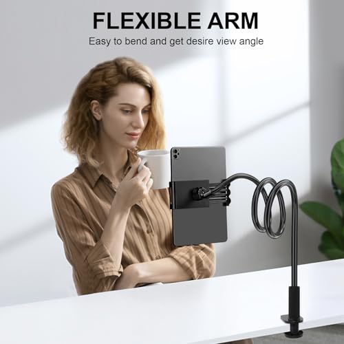 Gooseneck Phone Holder-Cell Phone iPad Stand with 39inch Flexible Long Lazy Arm, 360° Adjustable, Clamp Mount Stand for Desk, Bed, Office, Kitchen-for iPhone, All 4‘’-11" Smartphone and Tablets by Bysimilai - Image 7