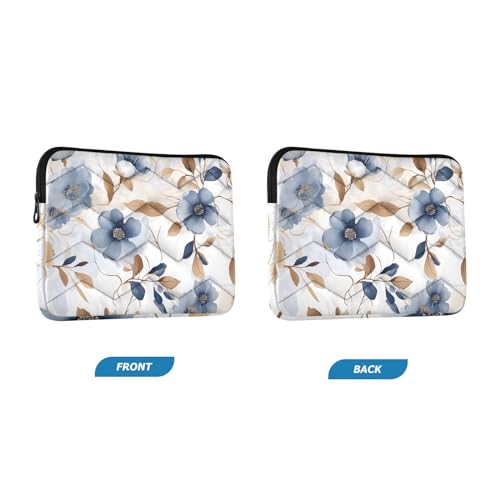 Funda para laptop 13-14 pulgadas azul con flores y hojas miniatura 2