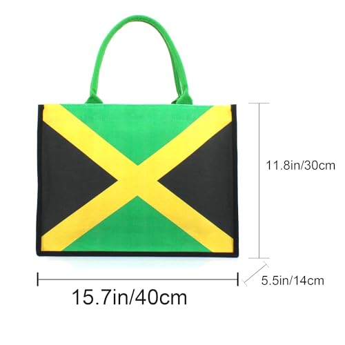 Image of Women's Canvas Tote Bag Waterproof Ribbon Beach Bag Jamaican Reggae Party Bag | Waterproof