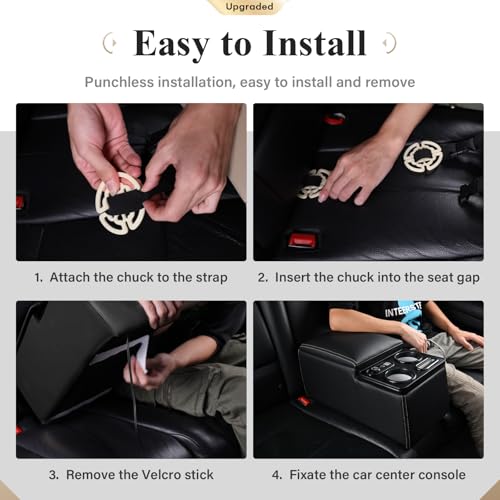 Coverado Car Center Console, Universal Rear Bench Seat Console, Back Seat Car Organizer, Automotive Center Console with Cup Holder & Phone Holder, Central Armrest Box (Update, Black) by Coverado - Image 8