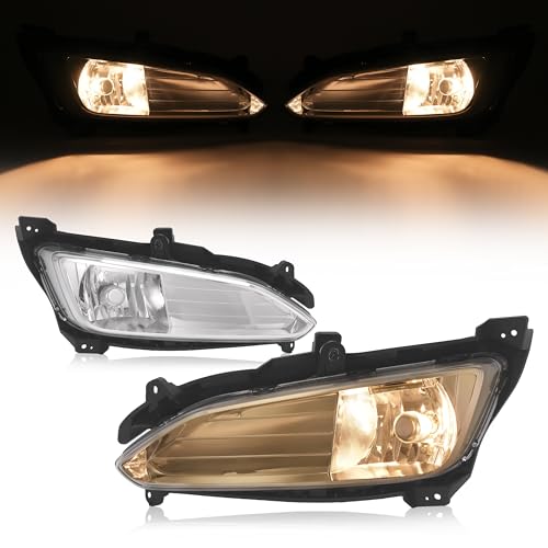 HECASA Pair Fog Light Compatible with 2013-2016 Hyundai Santa Fe Sport Halogen Front Bumper Driving Fog Lamp Clear Lens Plastic Driver & Passenger Side by HECASA - Used condition - US$49.76
