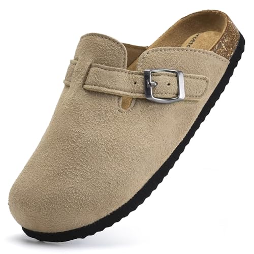 Torotto Kids Clogs Cork Footbed Slippers Arch Support Potato Shoes with Adjustable Strap for Boys Girls (Apricot,36)