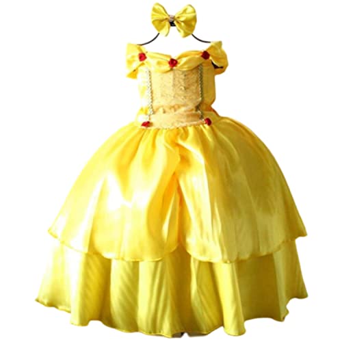 Vestido Fantasia Infantil Princesas Com Tiara Todas as Cores (GG, Bela)