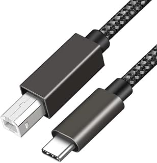 2m USB C to USB B Cable, Type B 2.0 to Type C Midi Data Lead Cord, Nylon Braided Male to Male Cord Scanner Printer Thunderbolt 3 Compatible with MacBook Pro, iMac, XPS,Acer,ASUS,HP/Epson/Canon,Yamaha