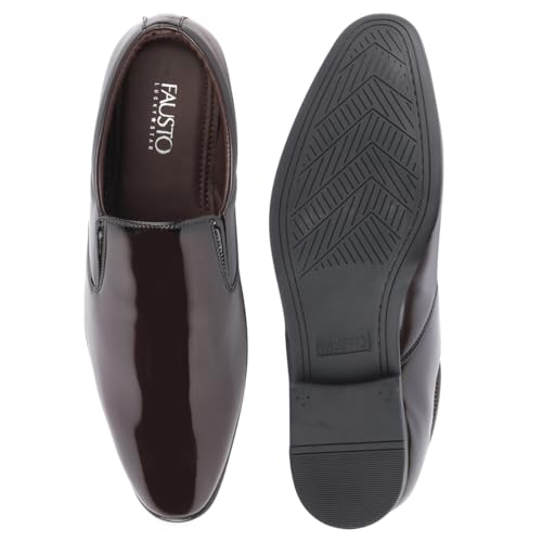 Image of FAUSTO Men Leather Formal Pull-On Shoes