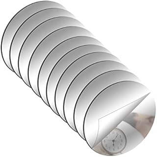 DARENYI 10 Pcs Acrylic Round Mirrors Self Adhesive Non Glass Mirror Stickers Circle Wall Mirrors Stick on Decoration Mirror Tiles for Home Decor(15cm/5.9inch)