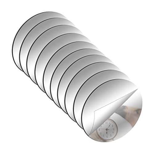 DARENYI Lot de 10 petits miroirs ronds autocollants en acrylique de 15 cm pour décoration de maison, salon, chambre à coucher