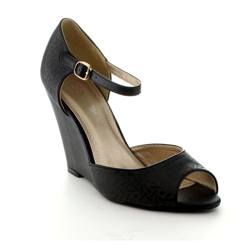 Nature Breeze Womens Melrose-01 Open Toe Sandals,Black,7.5 #TOP16