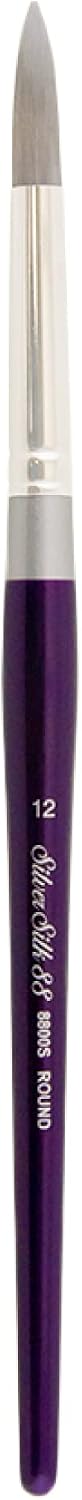 Silver Brush Limited 8800S Silver Silk Round Brush for Watercolor, Gouache, and Acrylic Paint, Size 12, Short Handle