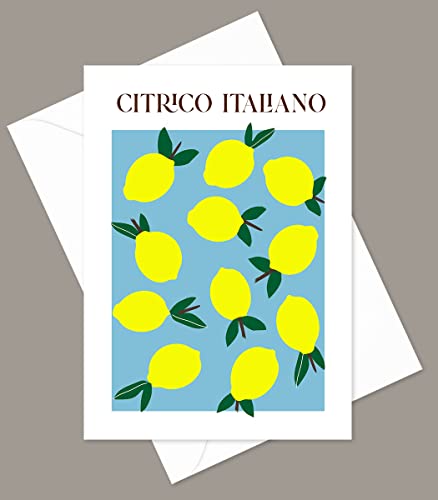 Modern Abstract Fruit Greeting Cards - Set Of 10 All Occasion 5X7 Note Cards With Envelopes. Blank Inside. Assorted Oranges, Clementines, Pears And Lemons. #TOP2