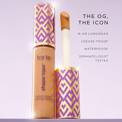 tarte shape tape concealer & brush Instant Full Coverage for Under Eye, Dark Circles, Fine Lines, Redness & Discoloration, Dermatologist-Tested, Vegan, Cruelty Free