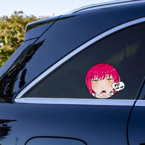 Higimono 5.1" For Power Fill Me Up Anime Car Decals Fuel Tank Cap Windshield Campervan Scratch-Proof Car Accessories (Makima) #TOP2
