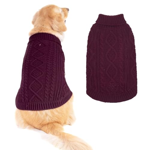 Image of BINGPET Dog Sweater for Medium Large Dogs, Turtleneck Knitted Clothes