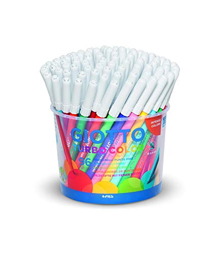 Feutres Giotto Turbo Color pointe fine 0,5 - 2 mm à encre lavable de 96 pièces