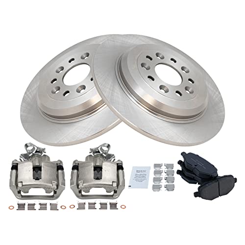 Image of TRQ Rear Brake Pad and Rotor Set Ceramic Solid Rotors Calipers