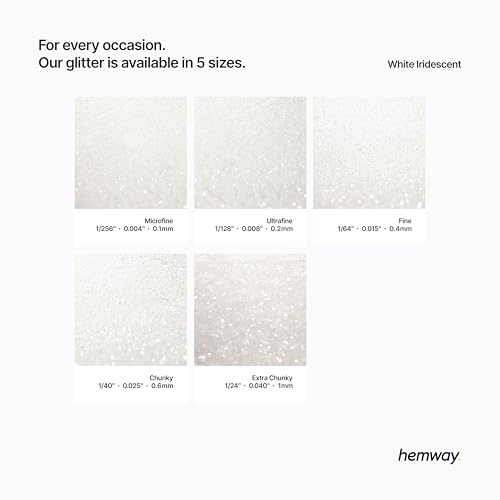 Hemway Glitter Paint Additive Glitter Crystals for Acrylic Paint, Interior & Exterior Walls, Wood, Varnish, Furniture, Matte, Gloss, Satin, Silk - 100g / 3.5oz - White Iridescent