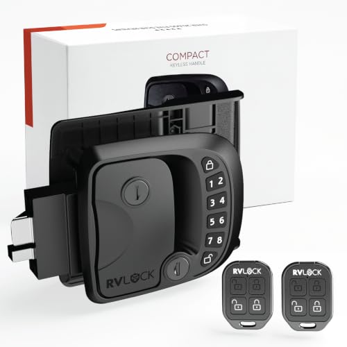 RVLOCK Compact RV Lock Keyless Entry with Remote, Secure Camper Latch Replacement, Durable RV Door Lock Replacement for Trailers with Patented Security Technology
