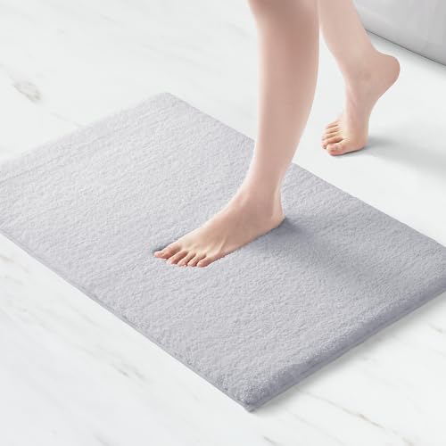 Madison Park Marshmallow Super Soft & Absorbent Bath Rug, 20 x 30, Silver