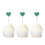 Ercadio Heart Cupcake Toppers Glitter Love Theme Cupcake Picks Decorations for Sweet Wedding Bridal