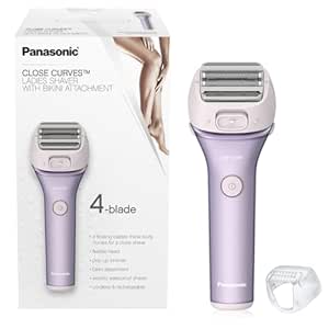 Panasonic Electric Shaver for Women, Cordless 4-Blade Shaver with Bikini Attachment, Pop-Up Trimmer, Wet & Dry Operation - ES-AWL8AV (Purple)