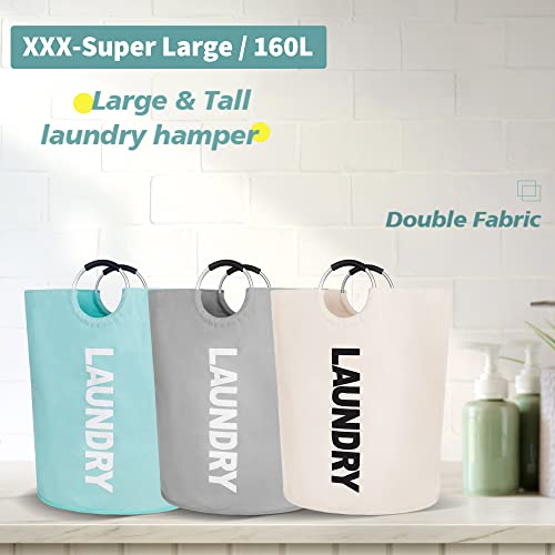 Twira 160L Xx-Large Laundry Baskets, Laundry Hamper Stands Up Well, Laundry Bag With Padded Handles, Waterproof Laundry Basket Collapsible, Clothes Hamper For Bathroom, Laundry, College (Light Grey) #TOP7