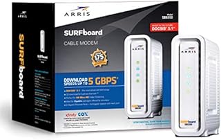 ARRIS SURFboard SB8200 DOCSIS 3.1 Cable Modem | Approved for Comcast Xfinity, Cox, Charter Spectrum, & more | Two 1 Gbps Ports | 1 Gbps Max Internet Speeds | 4 OFDM Channels | 2 Year Warranty