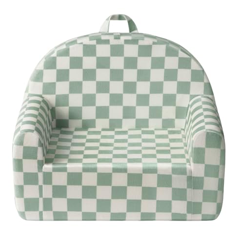 Image of Blissful Diary Toddler Chair, Snuggly Soft Kids Sofa Chair, Supportive Toddler Couch for Boys and Girls, Kids Furniture for Baby Gift, Sage Checkered