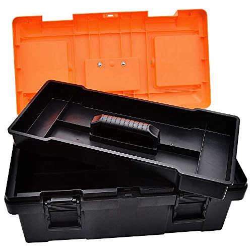 Plastic Tool Box, 18 -inch Portable Tool Box Plastic Toolbox with Removable Tool Tray and Detachable Tool Kit For Craft Storage, Household - Thumbnail 2